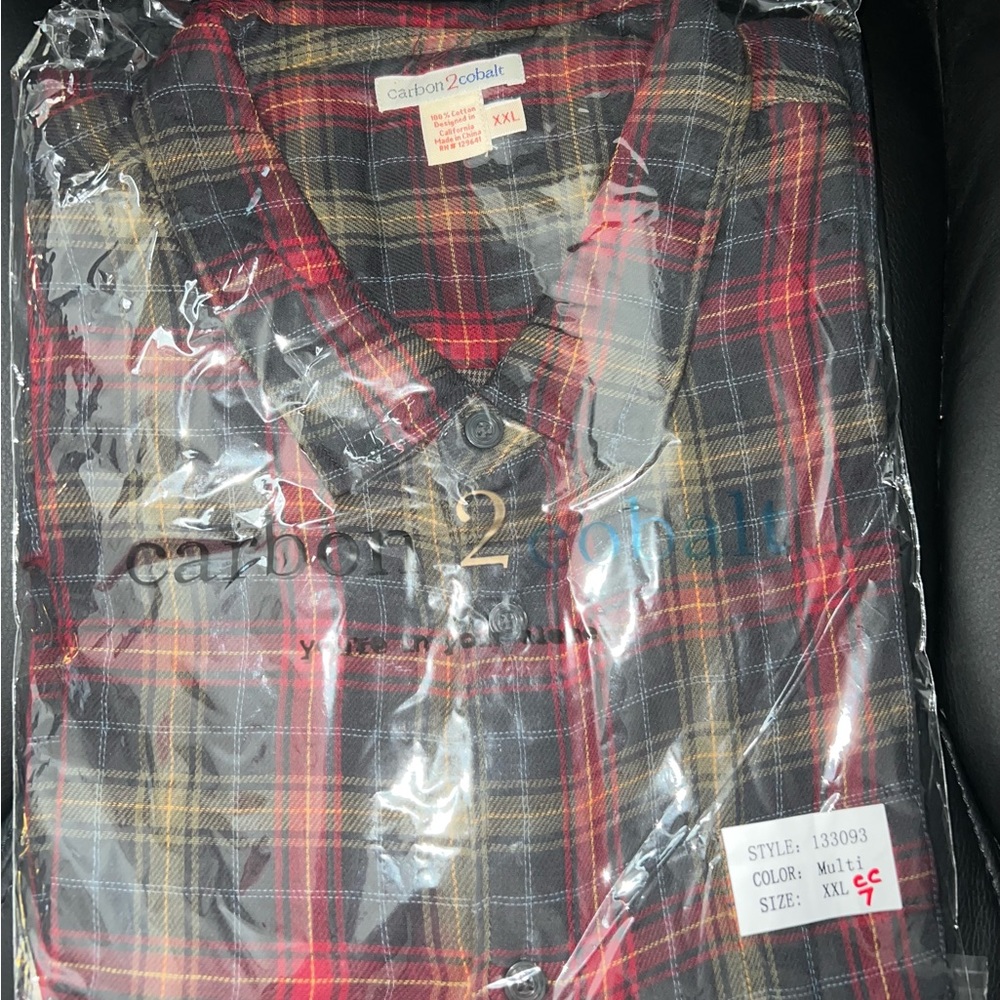 - CC7 Carbon 2 Cobalt Men’s Long Sleeve Button Up Shirt Black Red Yellow XXL NWT